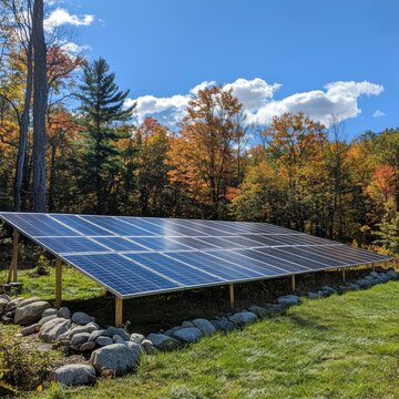 秋日林间太阳能板