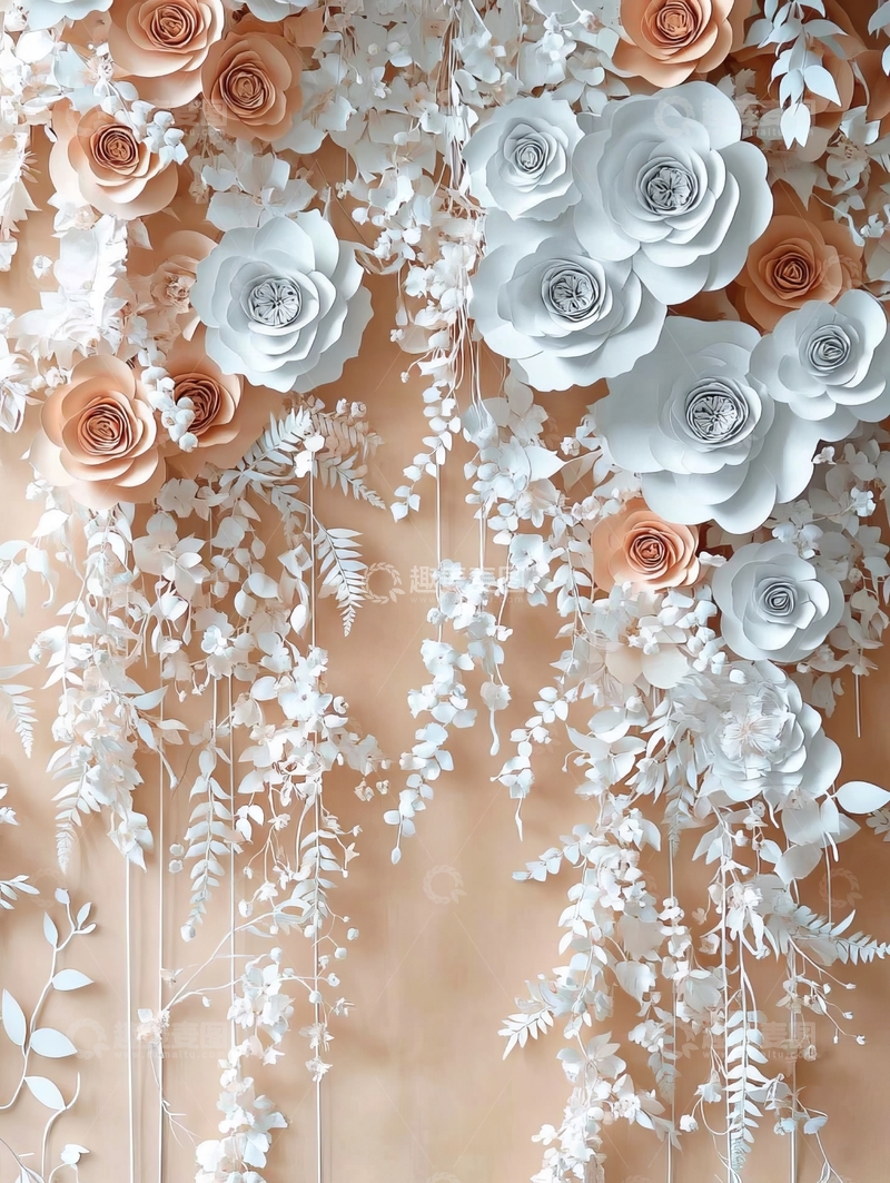 高清大图下载【趣麦麦图】纸艺花卉装饰墙