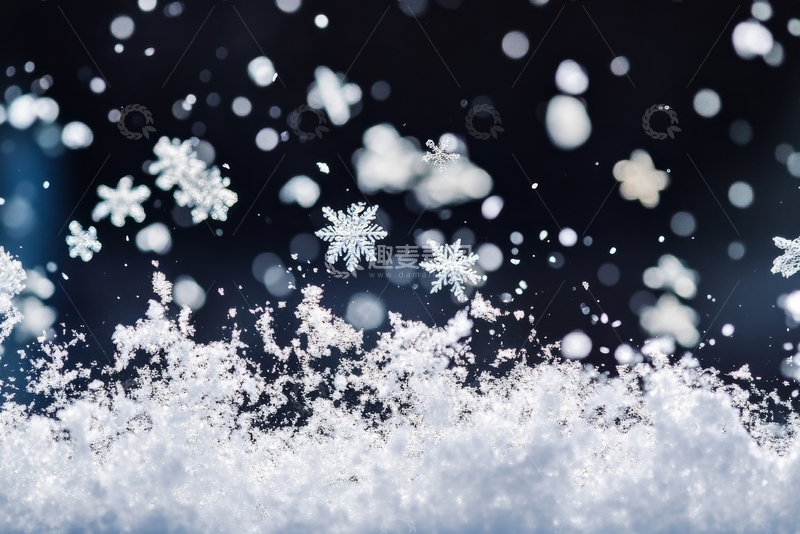 高清大图下载【趣麦麦图】雪花飘落，冬日美景