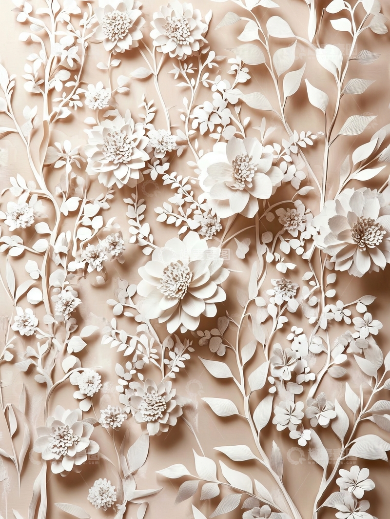 高清大图下载【趣麦麦图】立体花卉艺术墙装饰