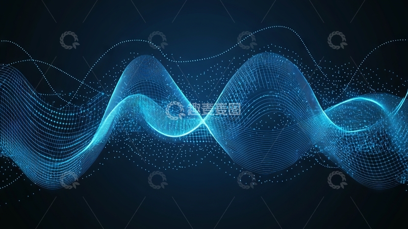 高清大图下载【趣麦麦图】蓝色波浪形点阵动态图案