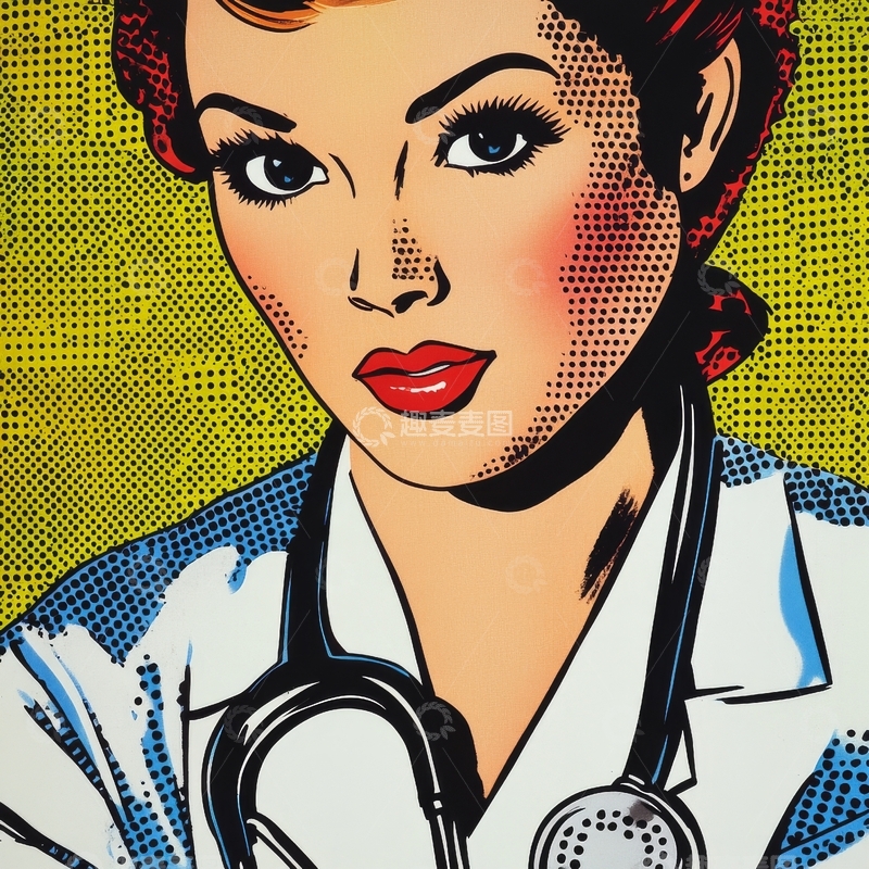 高清大图下载【趣麦麦图】波普艺术风格的女医生肖像