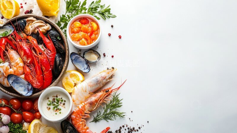 高清大图下载【趣麦麦图】海鲜拼盘与调料摆设