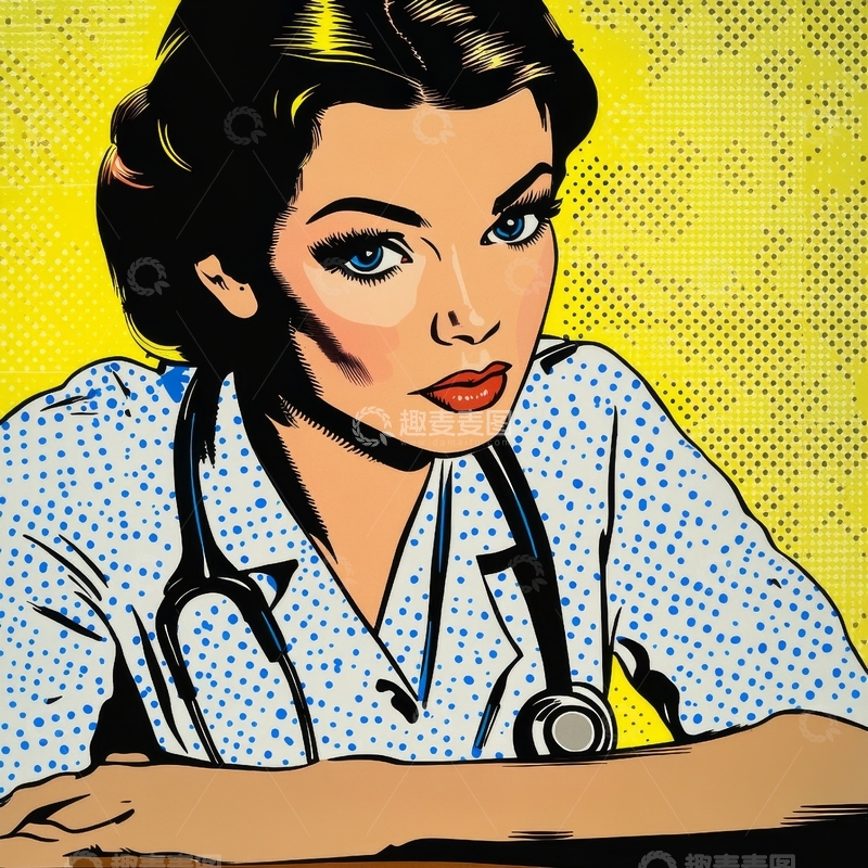 高清大图下载【趣麦麦图】波普艺术风格的女医生肖像