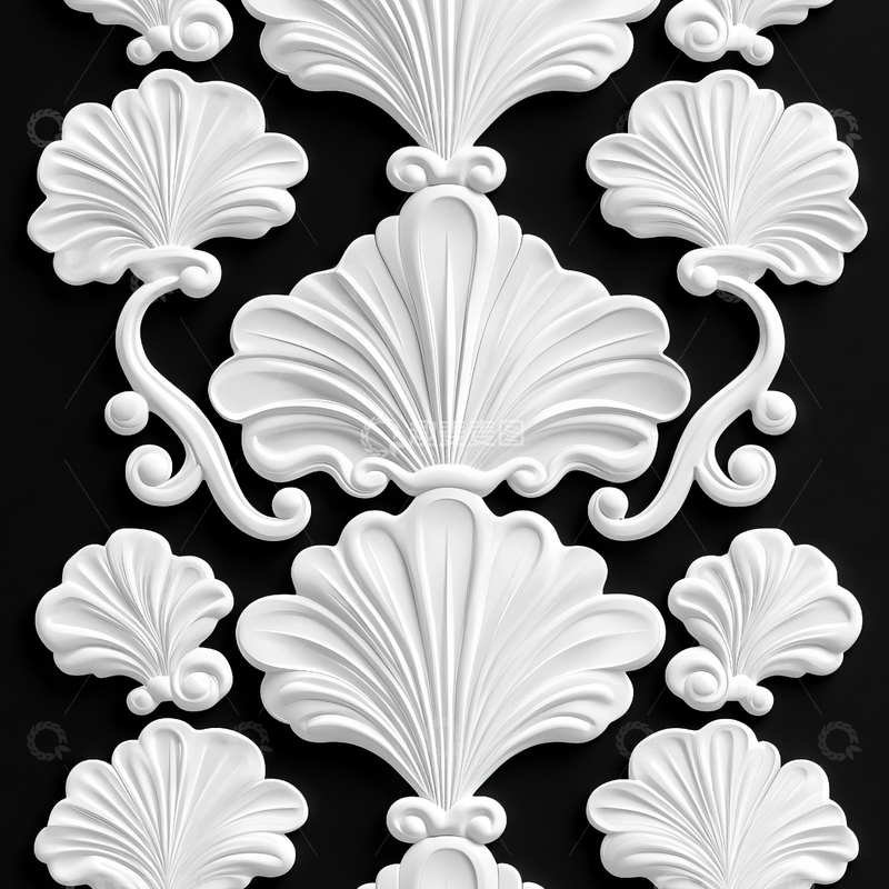 高清大图下载【趣麦麦图】白色贝壳花纹装饰图案