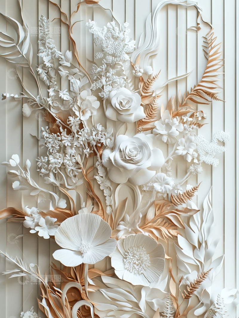 高清大图下载【趣麦麦图】精美纸艺花卉装饰墙