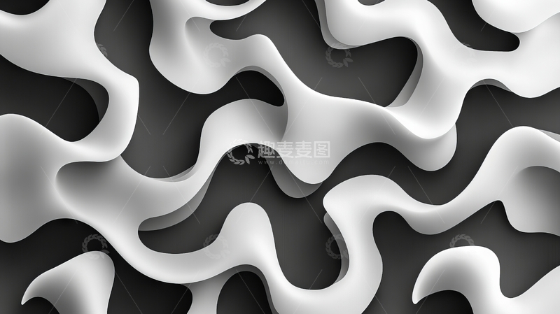 高清大图下载【趣麦麦图】黑白波浪抽象图案背景