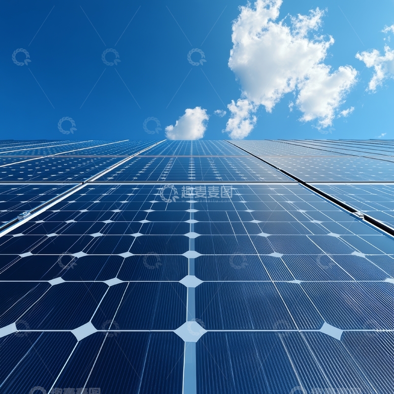 高清大图下载【趣麦麦图】太阳能板与蓝天白云
