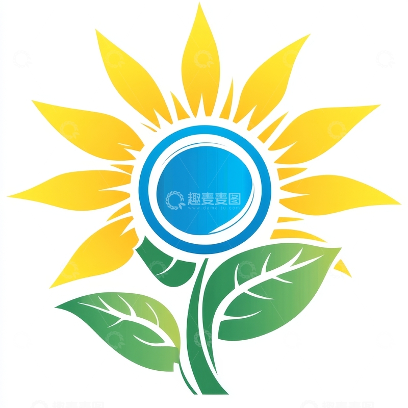 高清大图下载【趣麦麦图】蓝色花蕊的向日葵图案