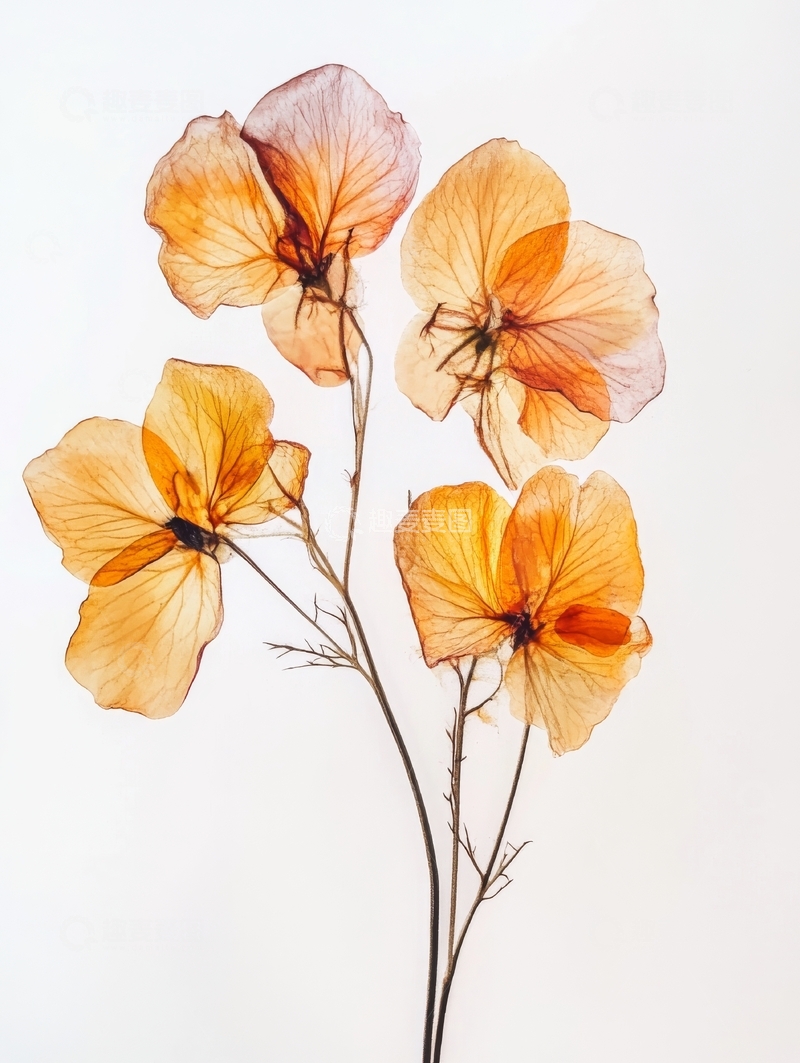 高清大图下载【趣麦麦图】-干花艺术：橙色花瓣的优雅展示