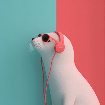 戴着耳机和墨镜的海豹