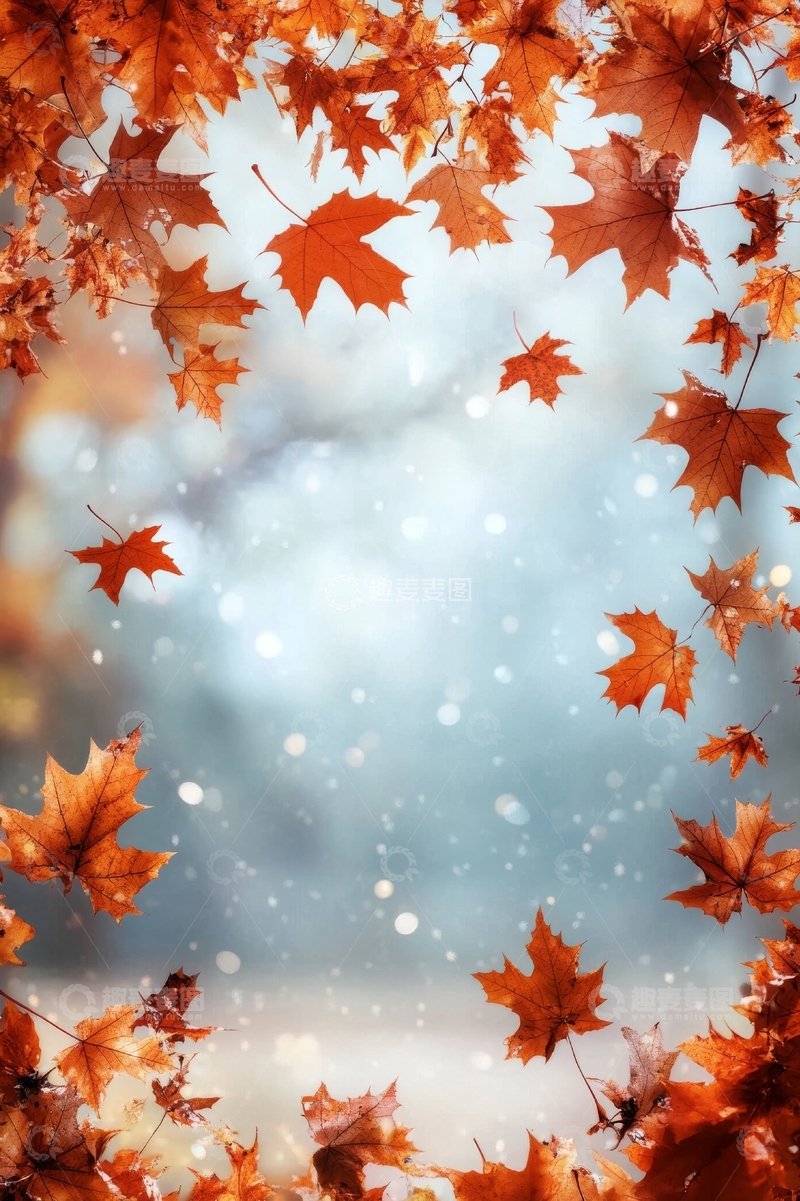 高清大图下载【趣麦麦图】秋叶环绕的梦幻背景