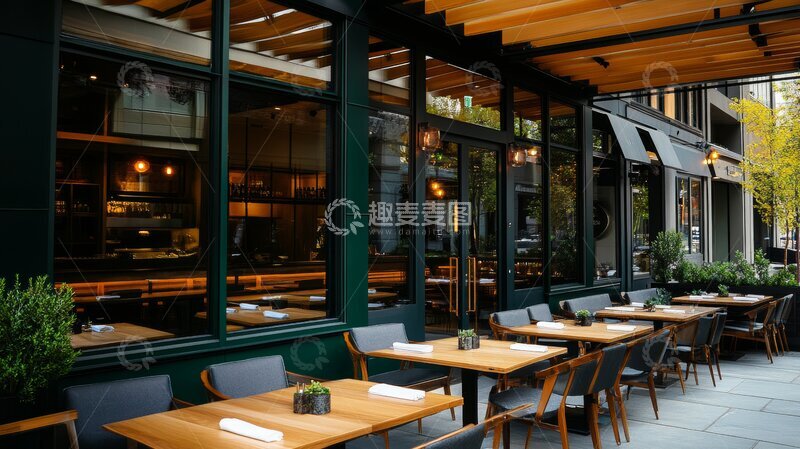 高清大图下载【趣麦麦图】现代餐厅户外用餐区