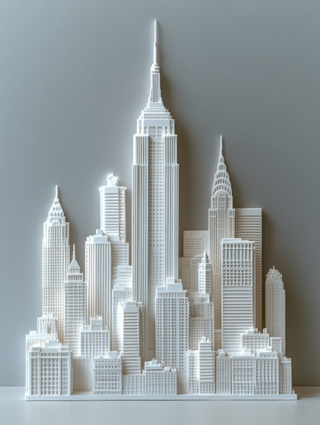 白色建筑群模型展示