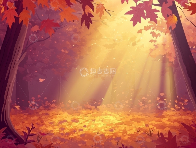 高清大图下载【趣麦麦图】秋日森林阳光穿透