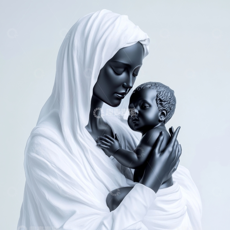 高清大图下载【趣麦麦图】怀抱婴儿的女性雕像