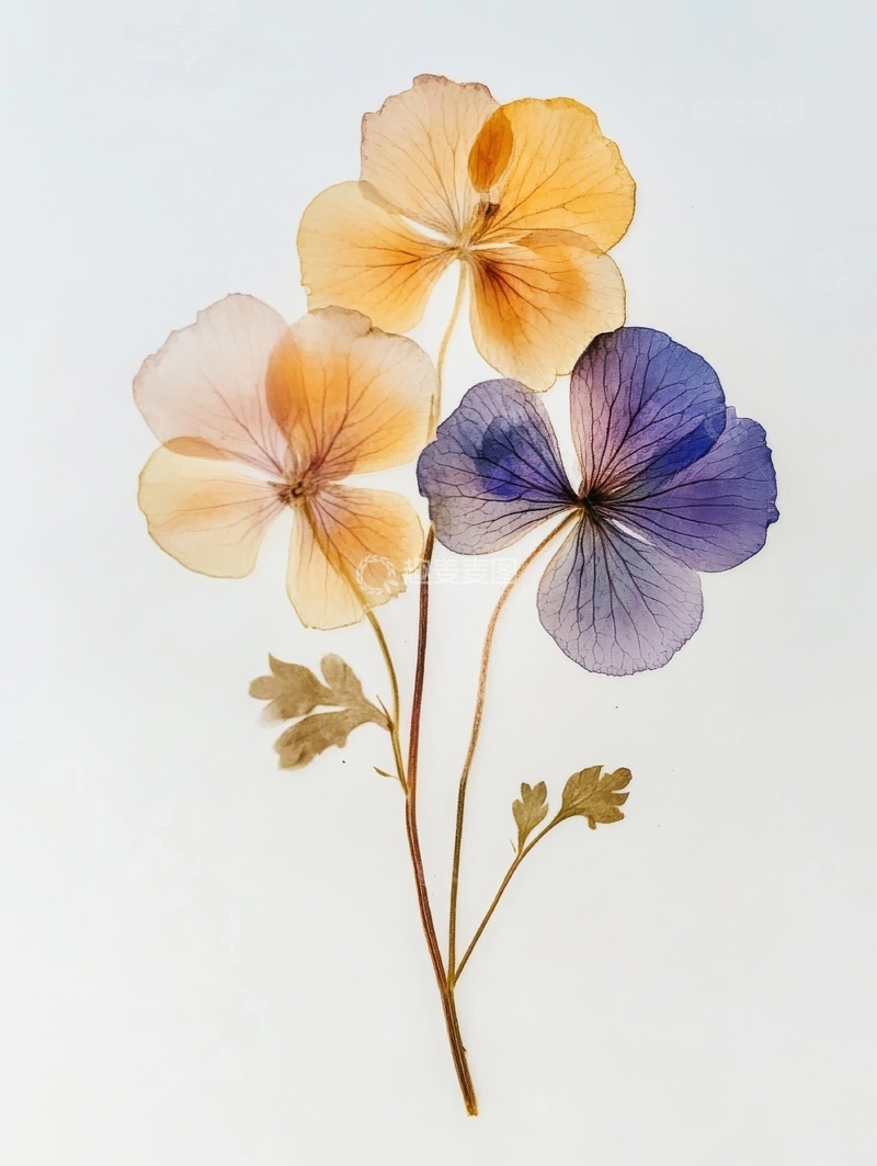 高清大图下载【趣麦麦图】三朵色彩渐变的压花