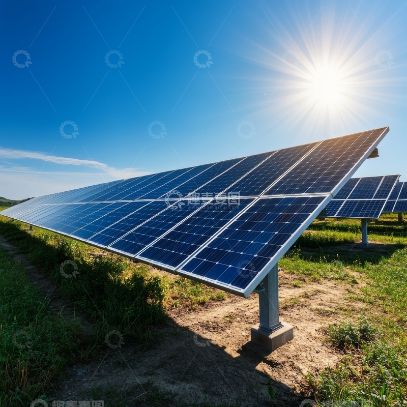 高清大图下载【趣麦麦图】阳光下的太阳能板