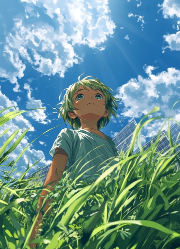 仰望蓝天的少年