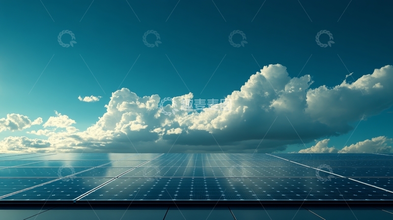 高清大图下载【趣麦麦图】太阳能板与蓝天白云