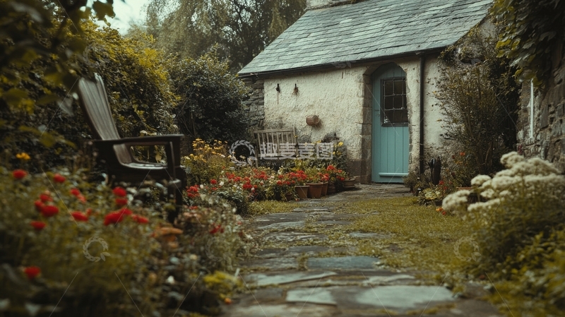 高清大图下载【趣麦麦图】石径通幽的乡村小屋