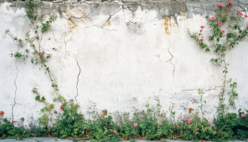 高清大图下载【趣麦麦图】老旧墙面与攀爬植物