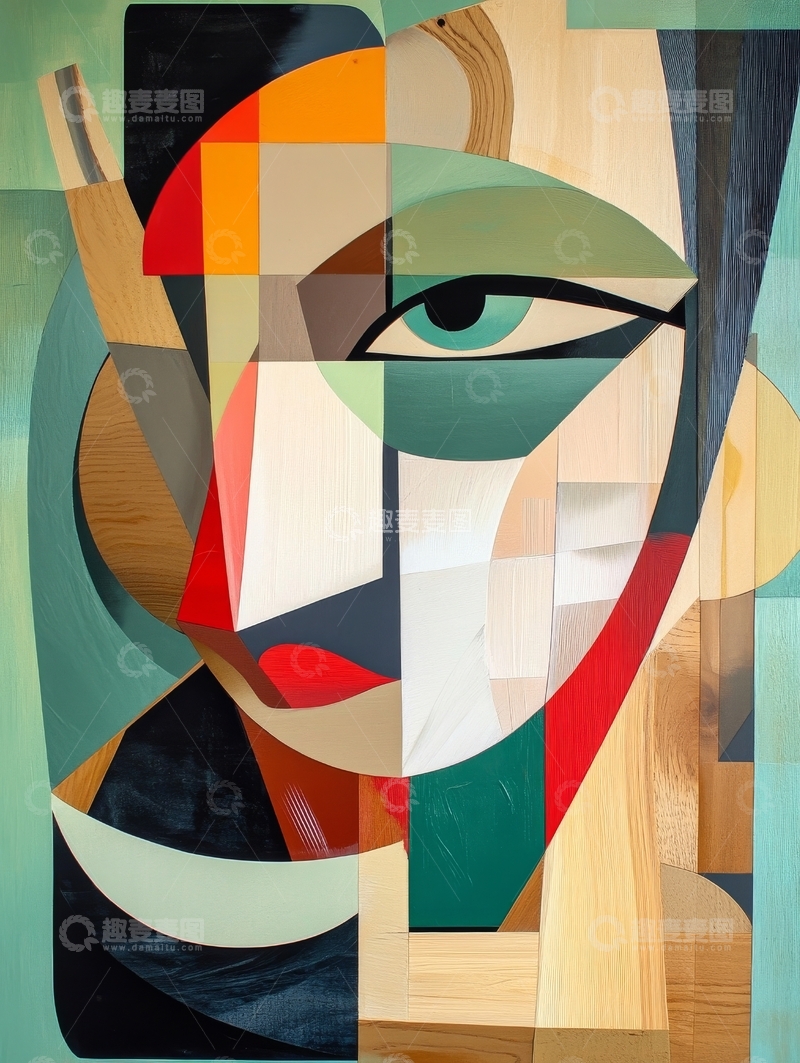 高清大图下载【趣麦麦图】几何拼接的抽象人脸艺术