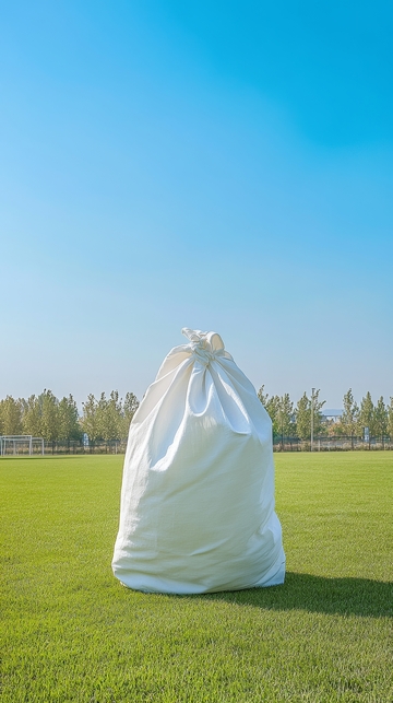 白色袋子置于绿草坪上