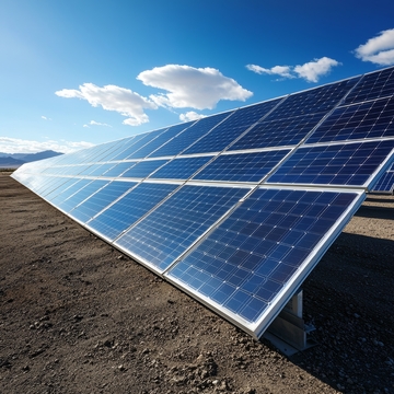 太阳能板在晴朗天空下的排列