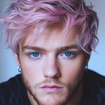 粉色头发的男子特写