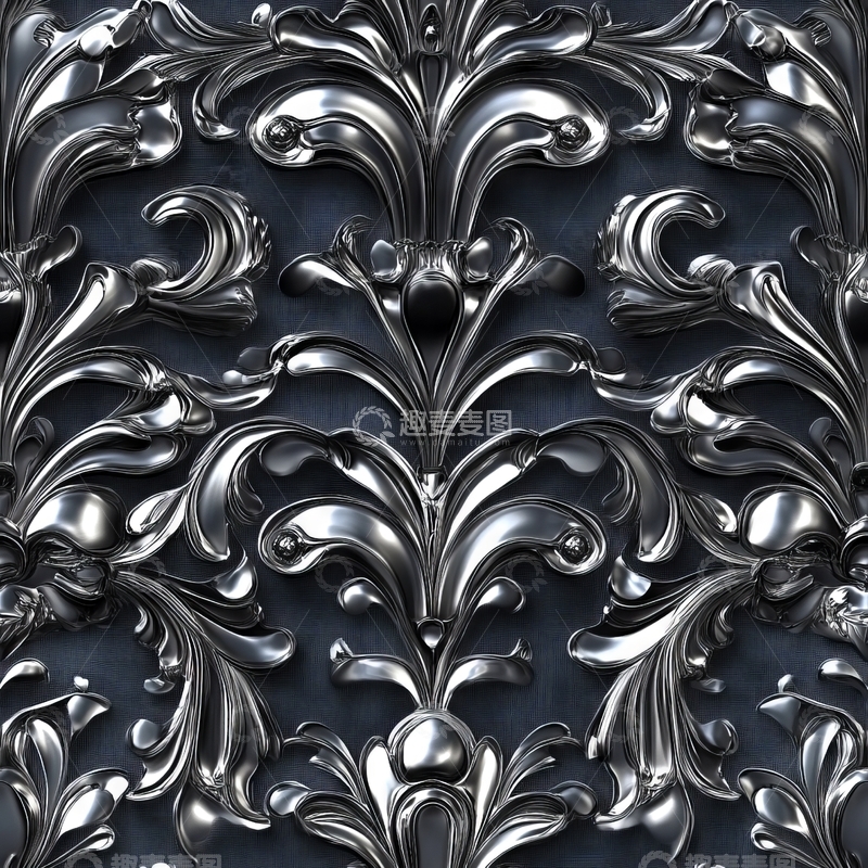 高清大图下载【趣麦麦图】华丽银色花纹装饰图案