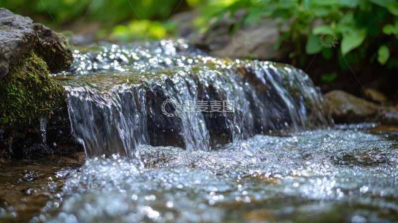 高清大图下载【趣麦麦图】清澈溪流在岩石间潺潺流动