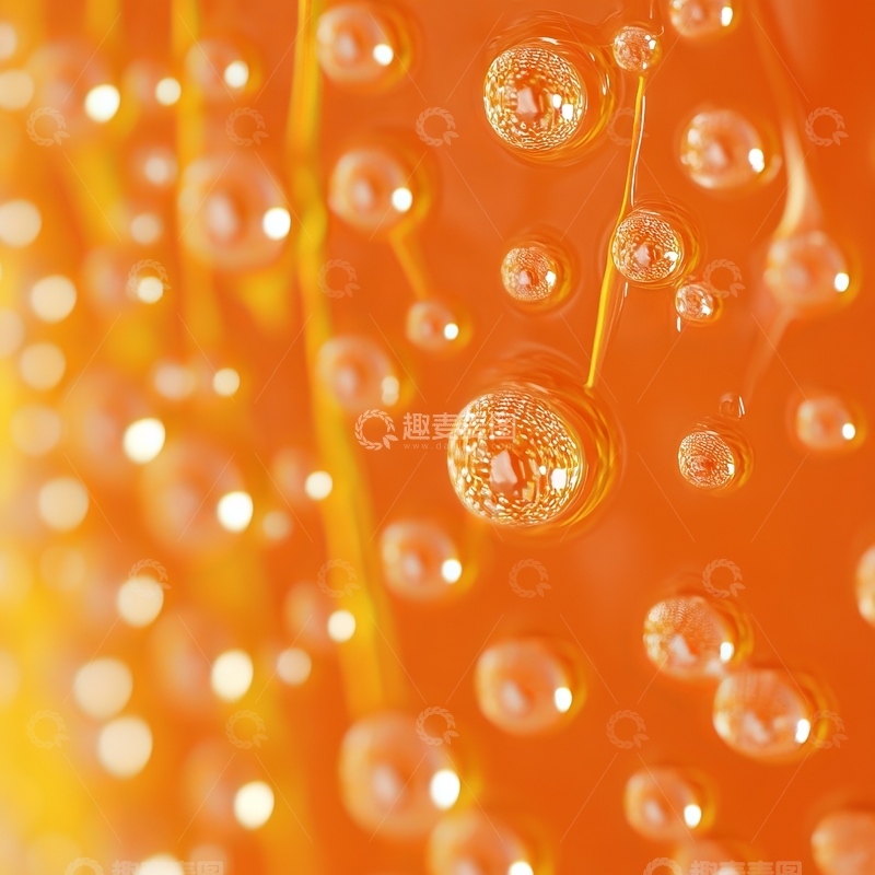 高清大图下载【趣麦麦图】橙色背景上的气泡特写