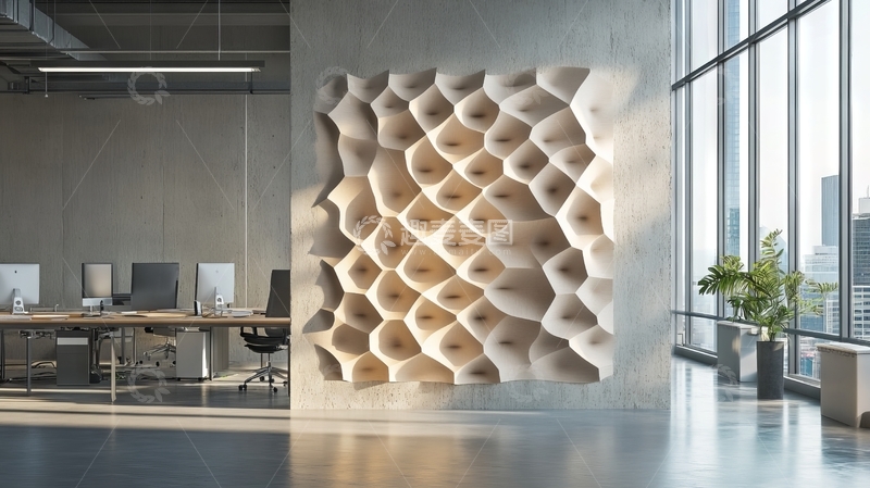高清大图下载【趣麦麦图】现代办公室内特色几何墙设计