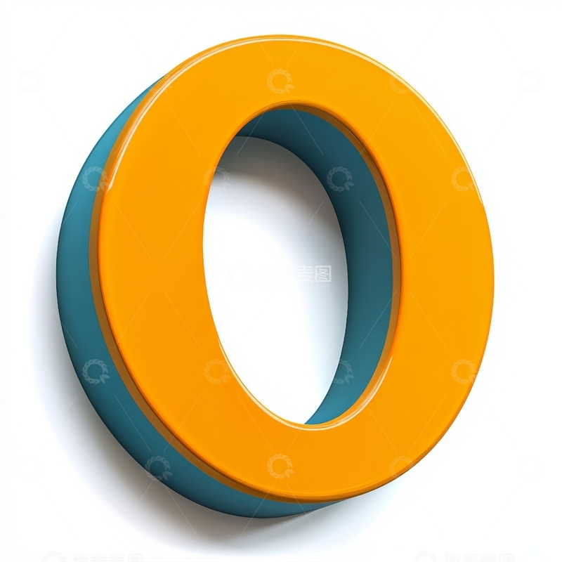 高清大图下载【趣麦麦图】橙色与蓝色交织的立体字母O