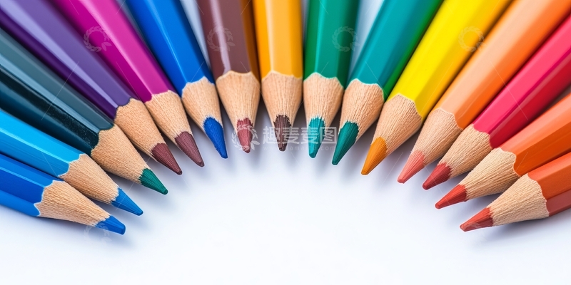 高清大图下载【趣麦麦图】彩色铅笔排列成半圆形