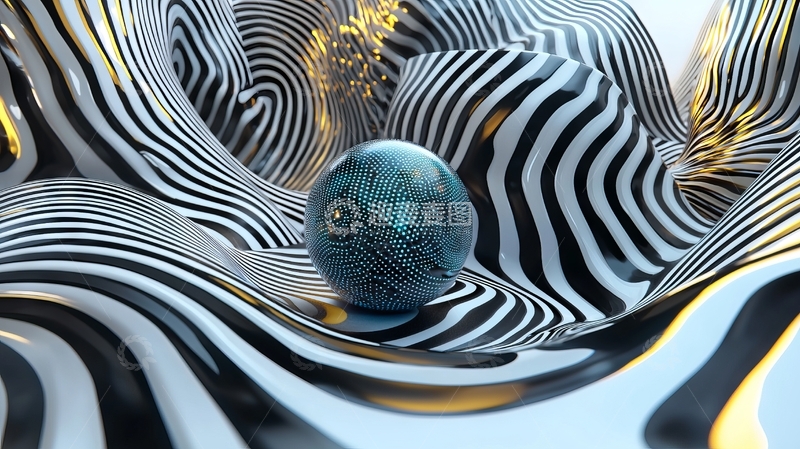 高清大图下载【趣麦麦图】波纹条纹中的球体