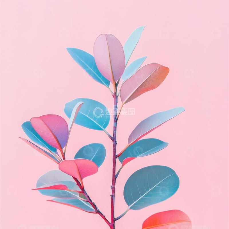 高清大图下载【趣麦麦图】渐变色彩的植物枝条