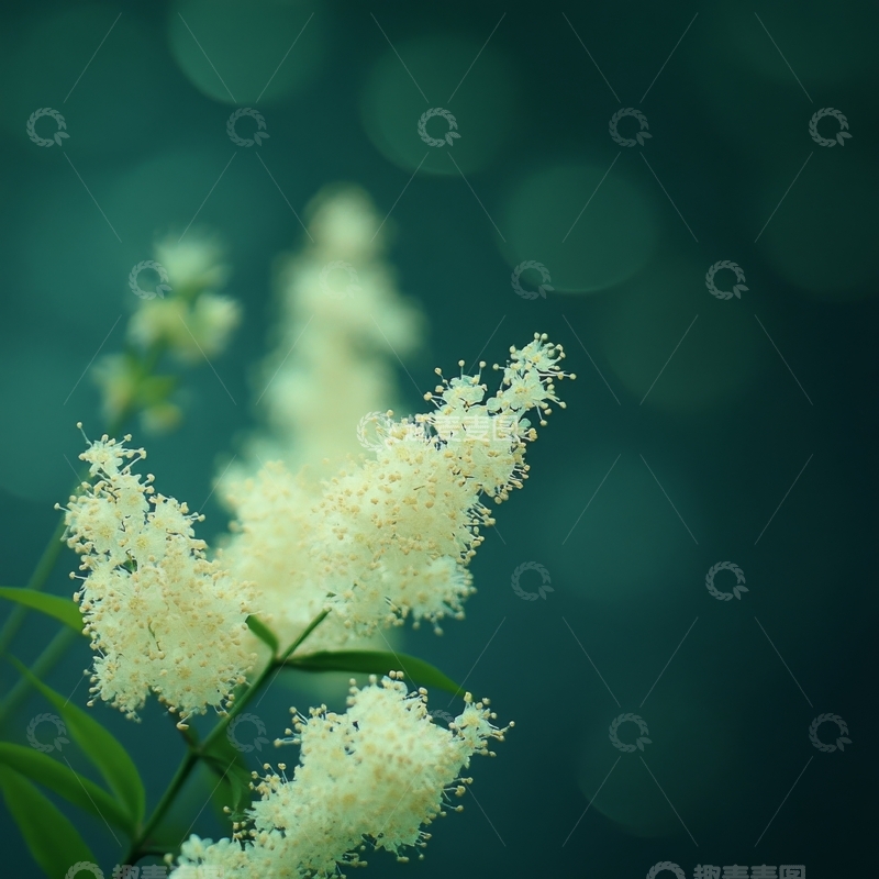 高清大图下载【趣麦麦图】白色小花在模糊背景下的特写