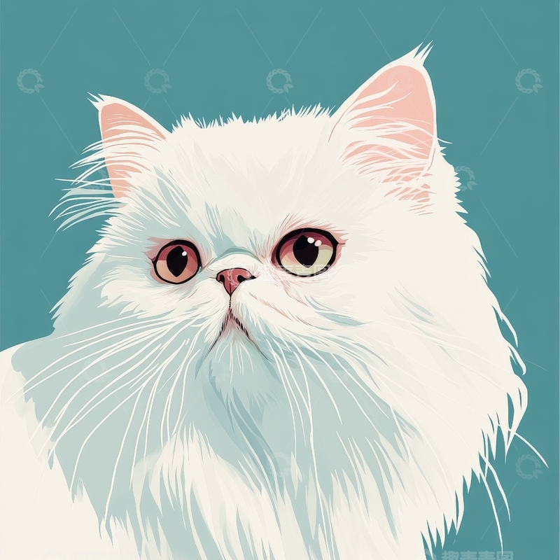 高清大图下载【趣麦麦图】白色长毛猫的肖像