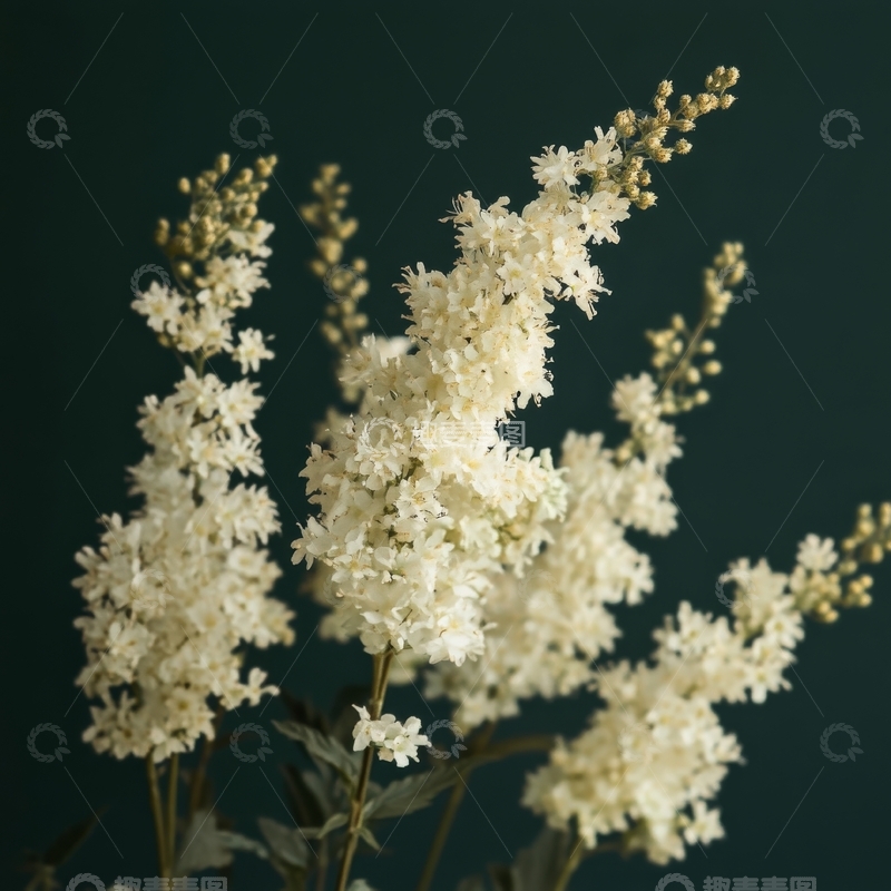 高清大图下载【趣麦麦图】白色小花簇在深色背景下的静谧之美