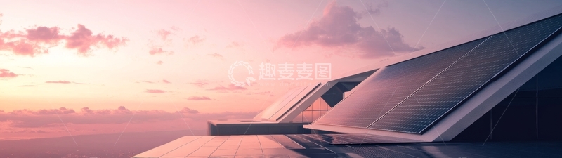 高清大图下载【趣麦麦图】日落时分的太阳能板