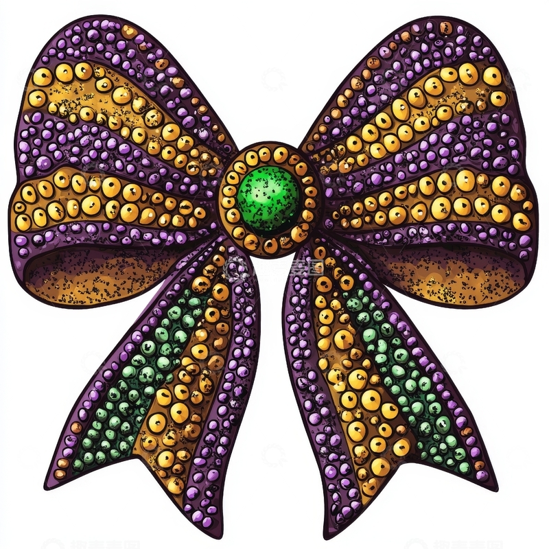 高清大图下载【趣麦麦图】彩色珠饰蝴蝶结艺术插画