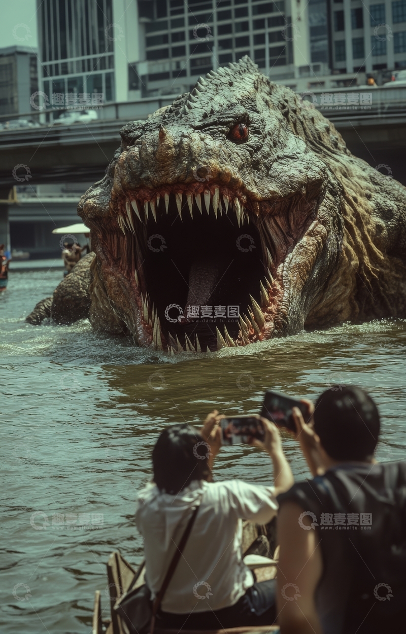游客拍摄水中巨大怪兽场景