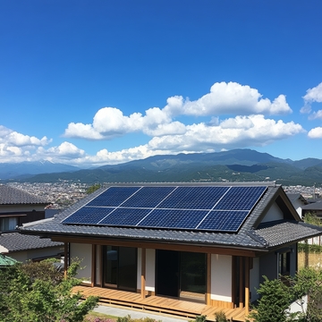 屋顶安装太阳能板的现代住宅