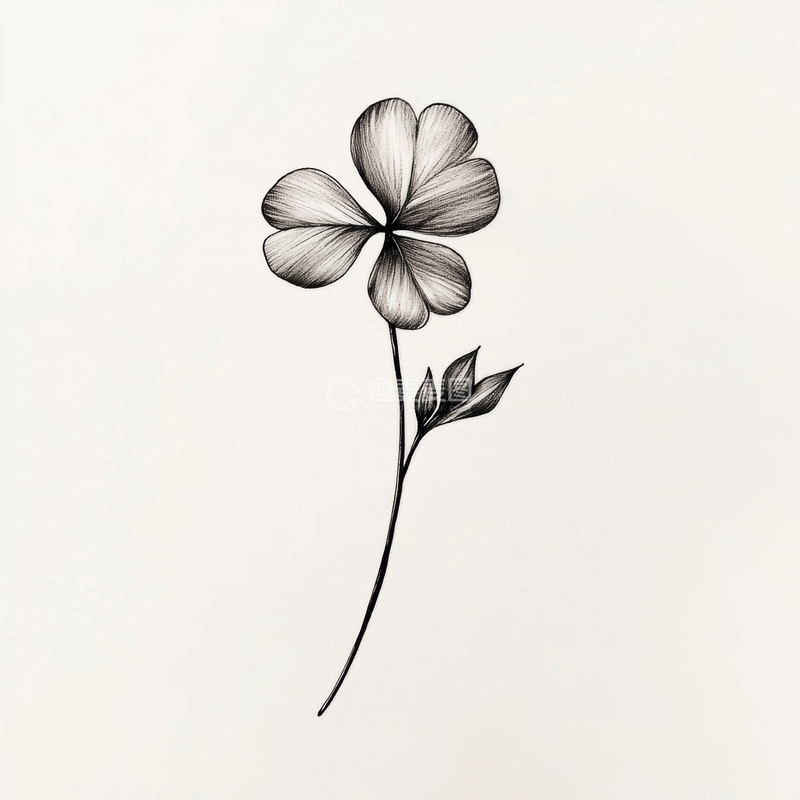 高清大图下载【趣麦麦图】黑白线条绘制的花朵