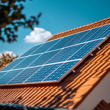 屋顶安装的太阳能板