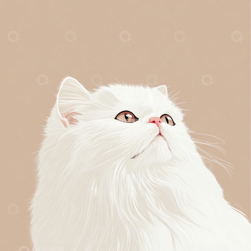 高清大图下载【趣麦麦图】白色长毛猫的温柔凝视