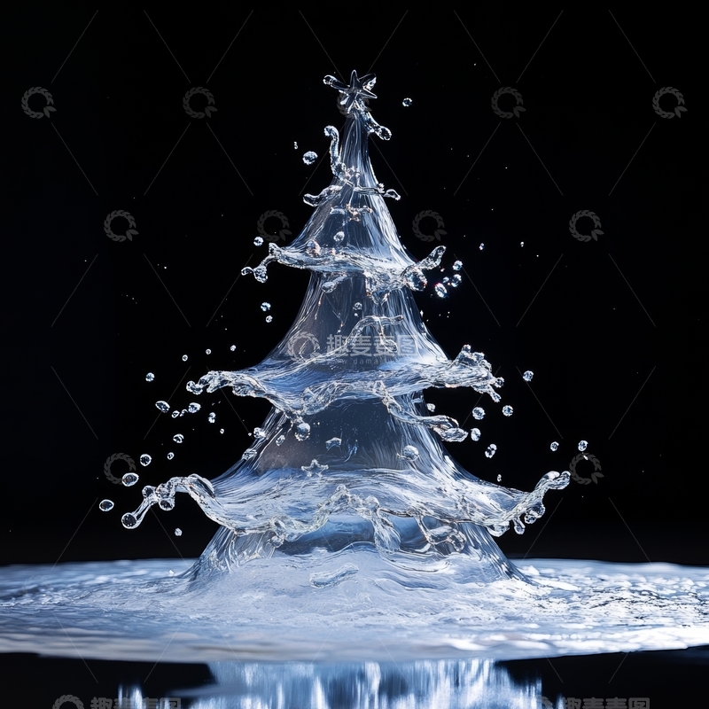 高清大图下载【趣麦麦图】水滴形成的圣诞树形状