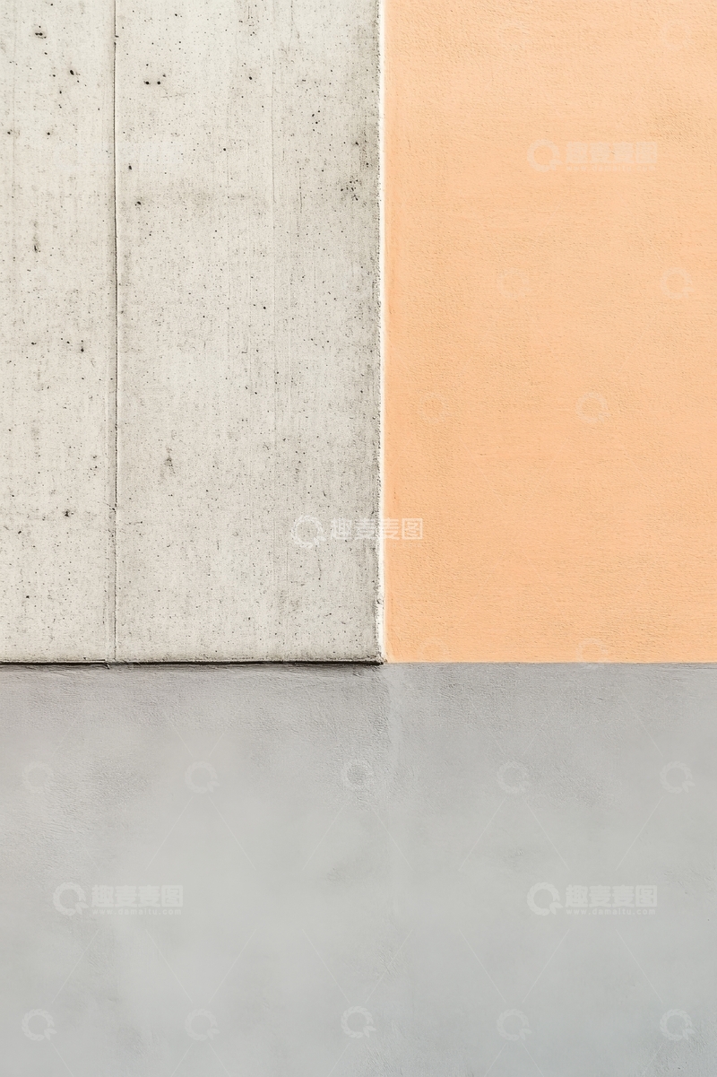 高清大图下载【趣麦麦图】混凝土与橙色墙面的现代简约角落